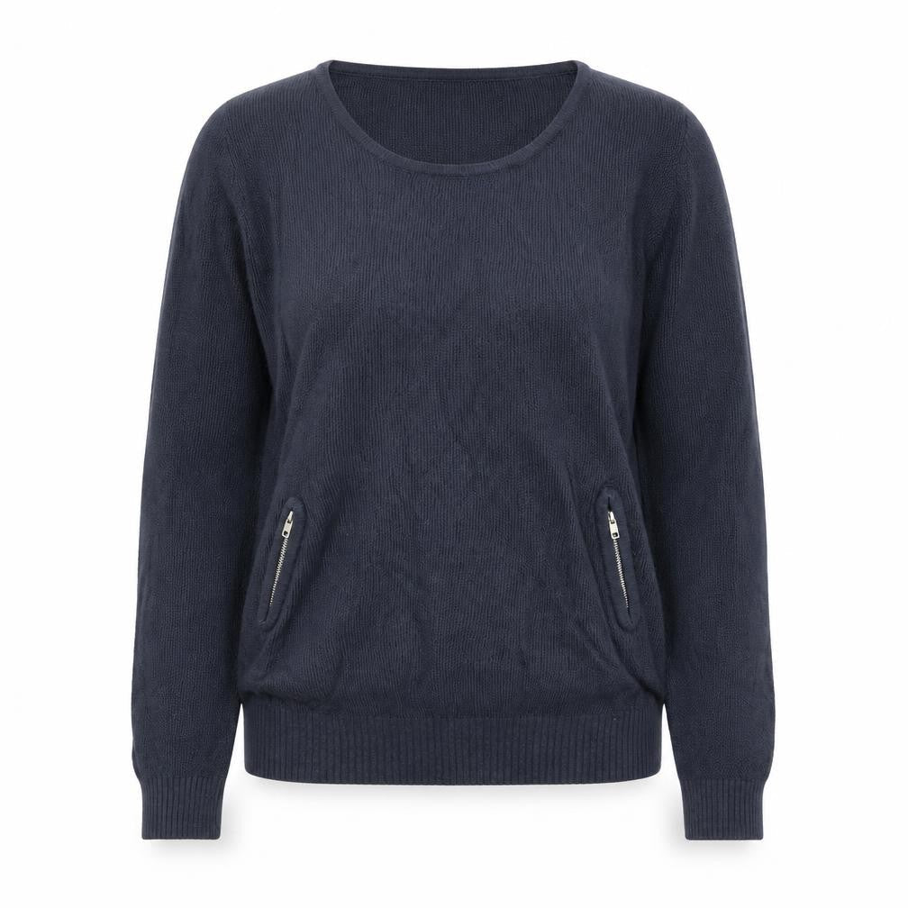 Cherry Womens Blue Scoop Neck Wool Pullover Jumper Size S