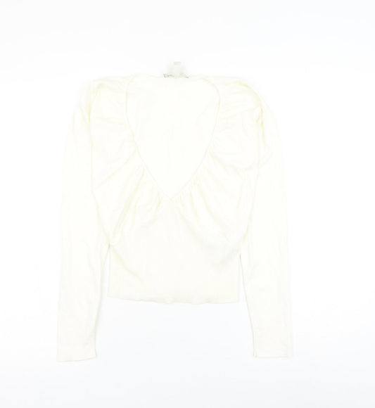 ASOS Womens White Viscose Basic Blouse Size 8 Scoop Neck