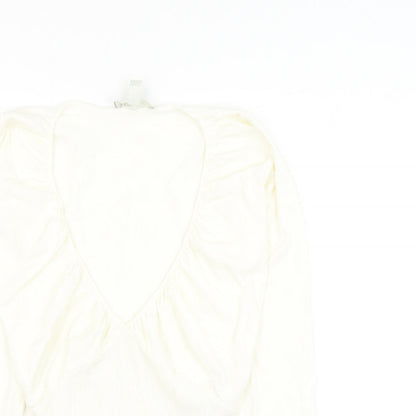 ASOS Womens White Viscose Basic Blouse Size 8 Scoop Neck