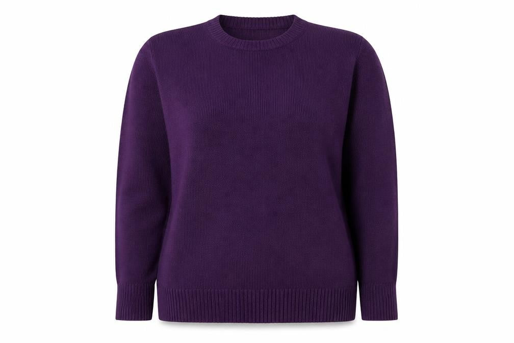 Berkertex Womens Purple Round Neck Plaid Acrylic Pullover Jumper Size 14