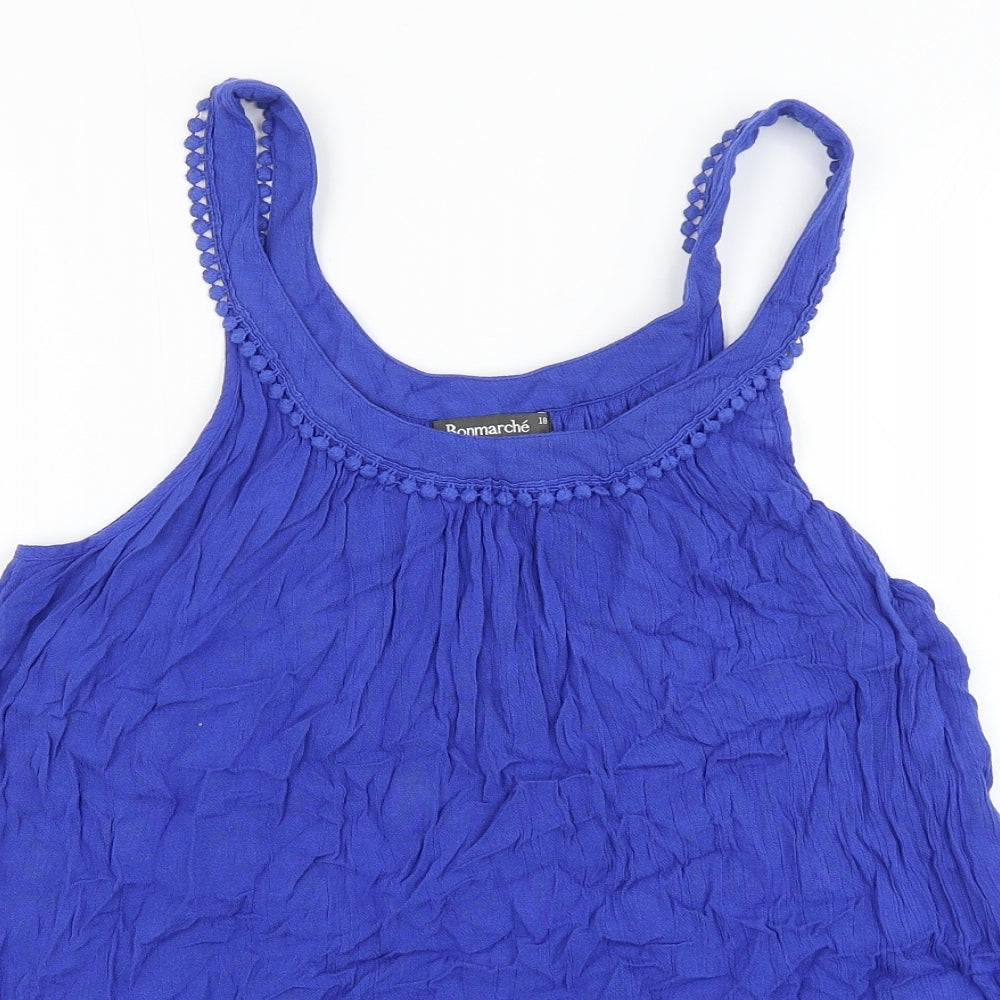 Bonmarché Womens Blue Viscose Basic Blouse Size 18 Round Neck