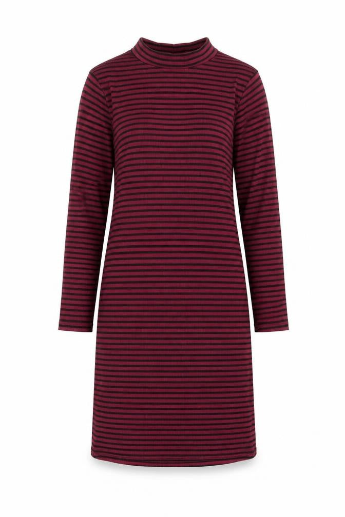 Poof Womens Red Striped Cotton Pencil Dress Size S Mock Neck Pullover