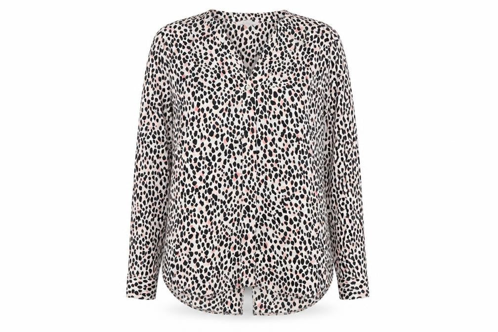 George Womens Multicoloured Animal Print Polyester Basic Button-Up Size 12 V-Neck - Leopard Pattern