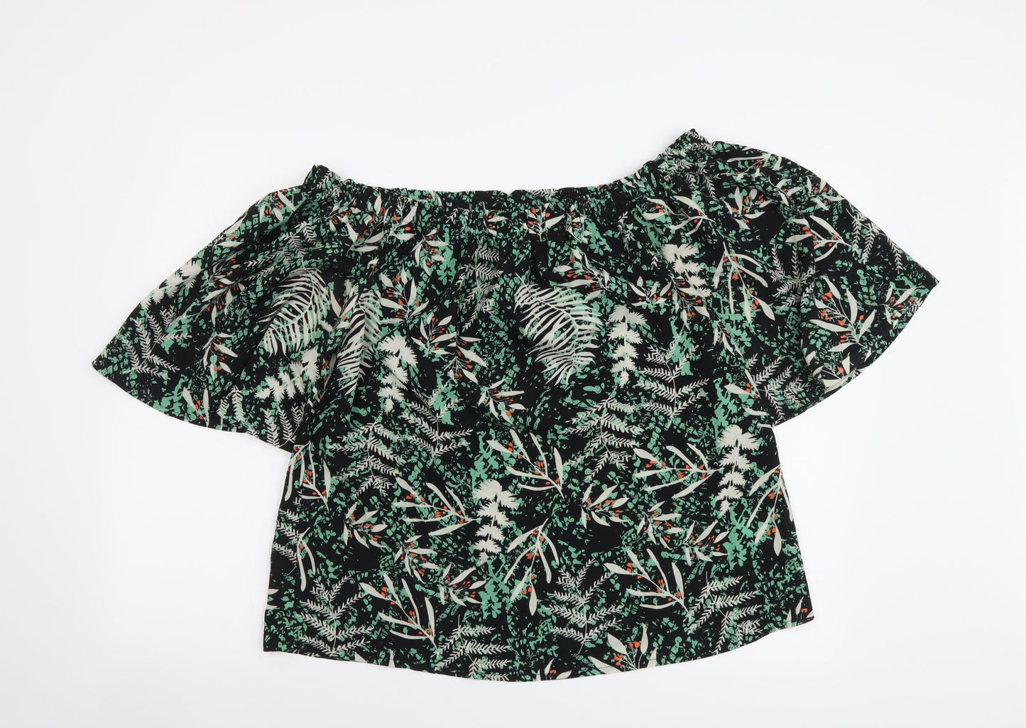 Studio Womens Multicoloured Geometric Polyester Basic Blouse Size 14 Off the Shoulder