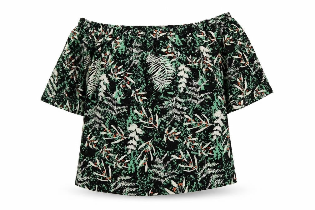 Studio Womens Multicoloured Geometric Polyester Basic Blouse Size 14 Off the Shoulder