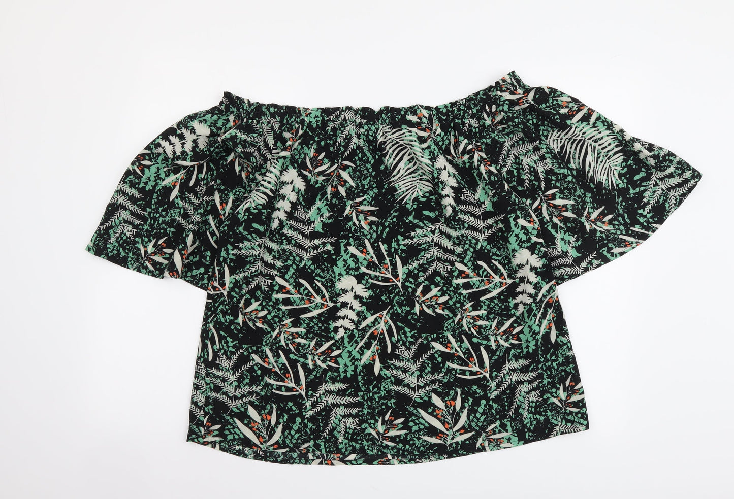 Studio Womens Multicoloured Geometric Polyester Basic Blouse Size 14 Off the Shoulder