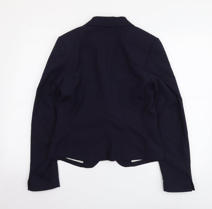 H&M Womens Blue Polyester Jacket Suit Jacket Size M