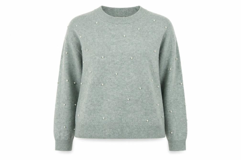 H&M Womens Green Round Neck Polyester Pullover Jumper Size M