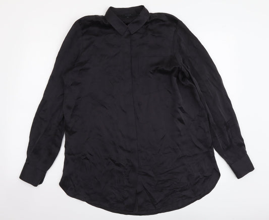 Cult Studios Womens Black Polyester Basic Button-Up Size 10 Collared