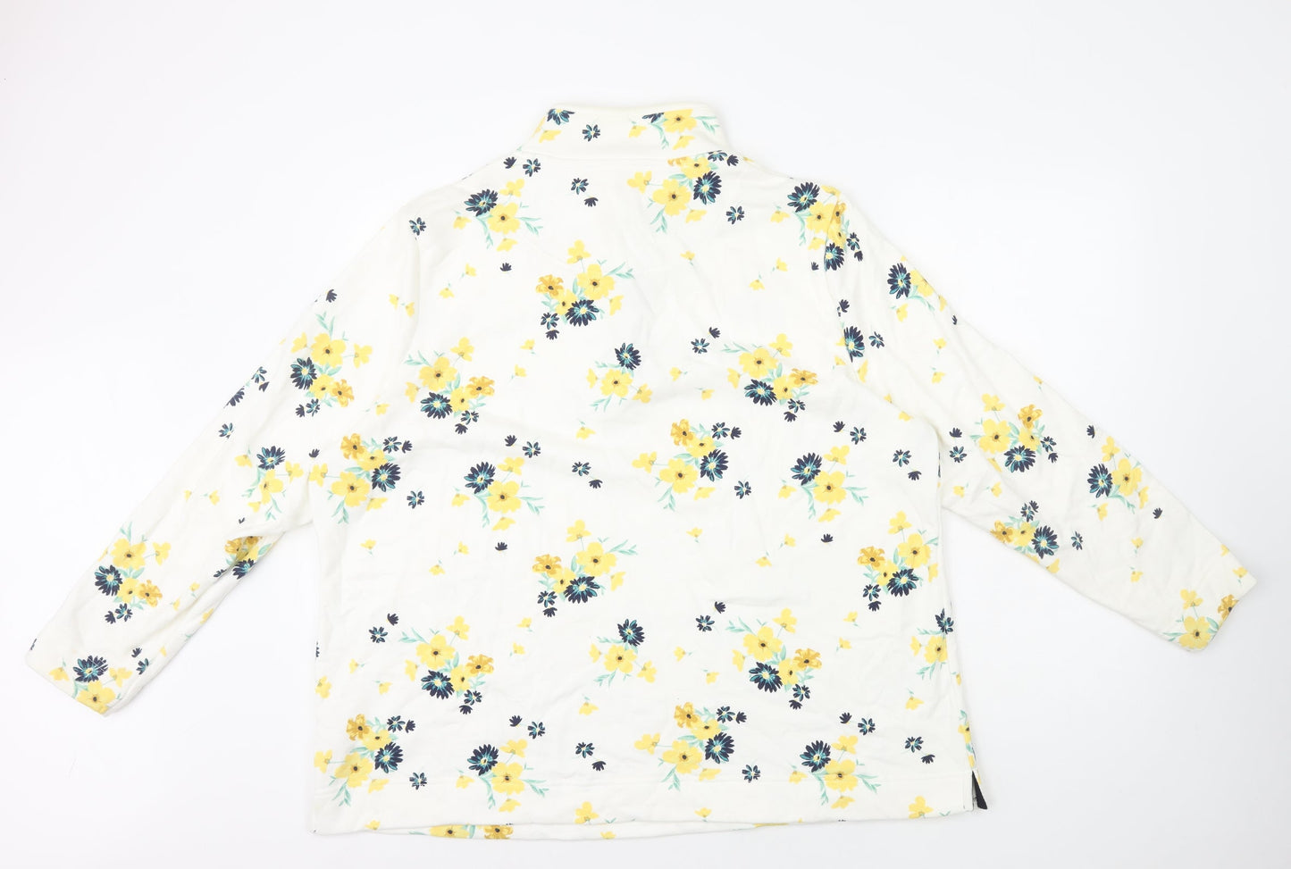 Love Leisure Womens White High Neck Floral Cotton Pullover Jumper Size 22