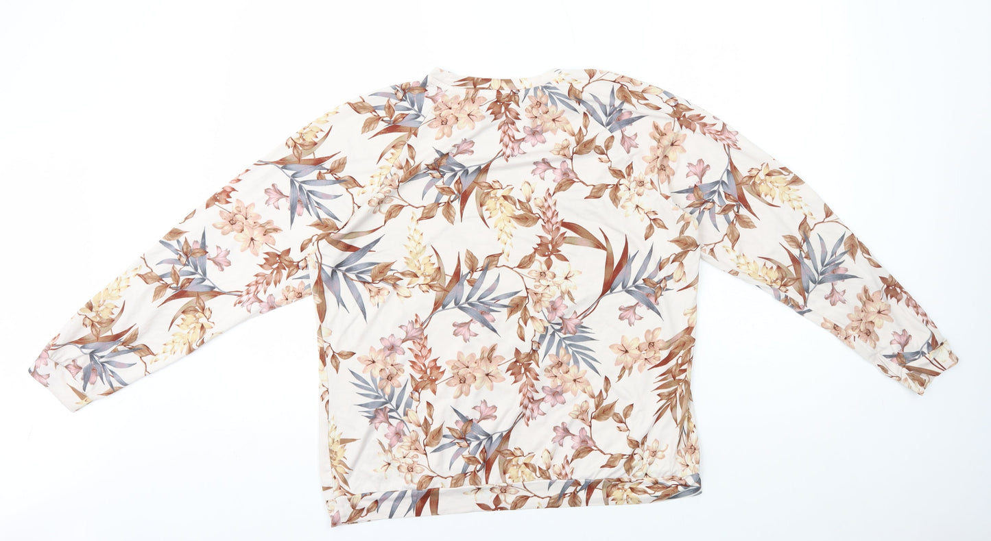 Jeff & Co Womens Pink Floral Polyester Basic T-Shirt Size 10 Round Neck