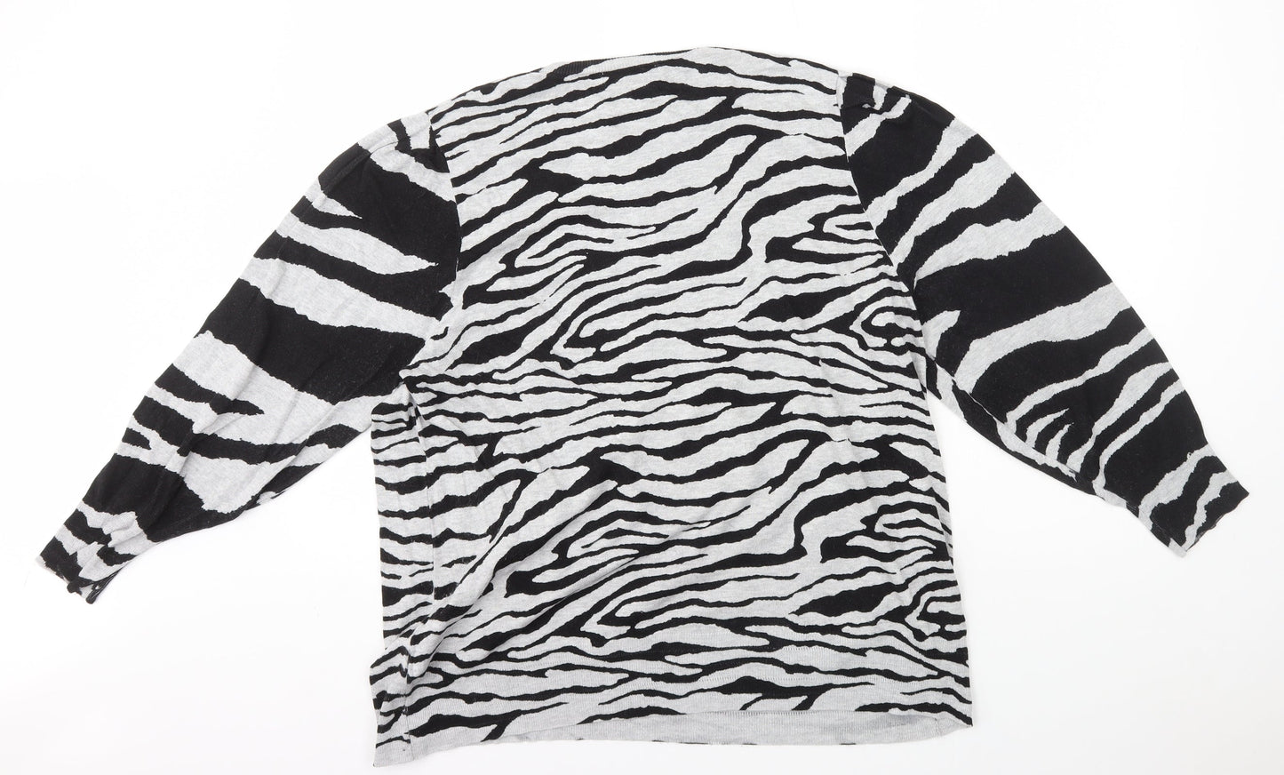 NEXT Womens Grey Round Neck Animal Print Viscose Pullover Jumper Size XL - Tiger Print