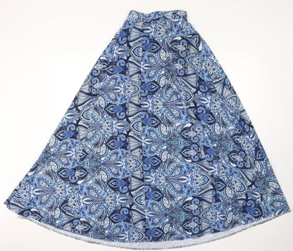 Select Womens Blue Geometric Polyester Flare Skirt Size 8 Tie