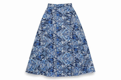Select Womens Blue Geometric Polyester Flare Skirt Size 8 Tie