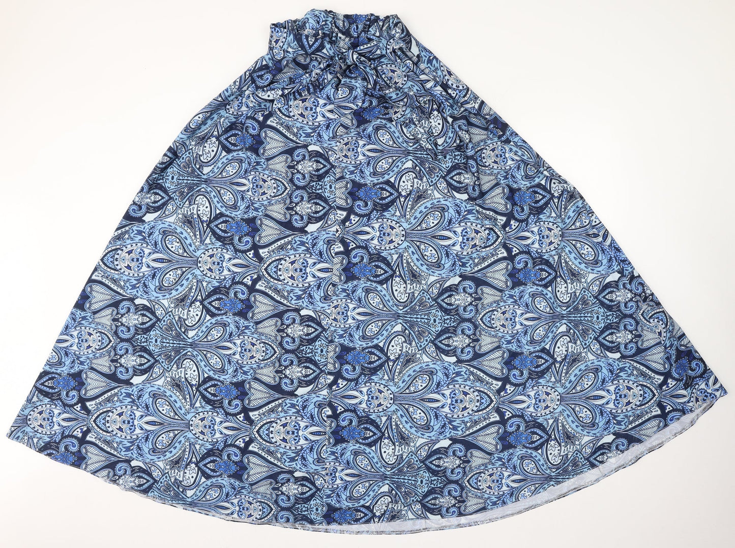 Select Womens Blue Geometric Polyester Flare Skirt Size 8 Tie