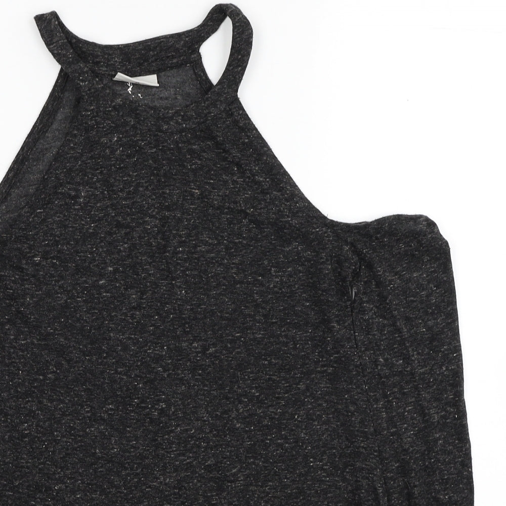 Noisy may Womens Black Polyester Basic T-Shirt Size XS Halter - Cold Shoulder