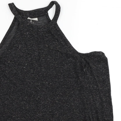 Noisy May Womens Black Polyester Basic T-Shirt Size XS Halter - Cold Shoulder