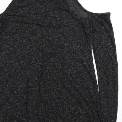 Noisy May Womens Black Polyester Basic T-Shirt Size XS Halter - Cold Shoulder