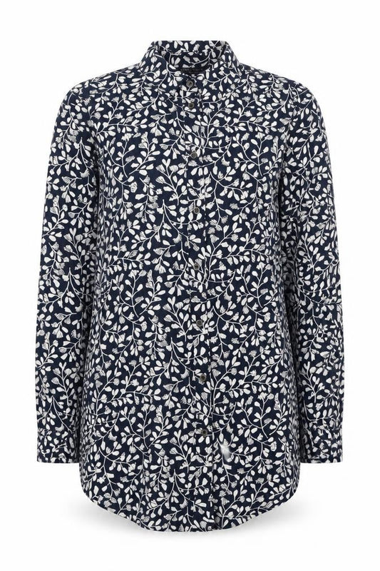 Marks and Spencer Womens Blue Floral Viscose Tunic Button-Up Size 8 Collared