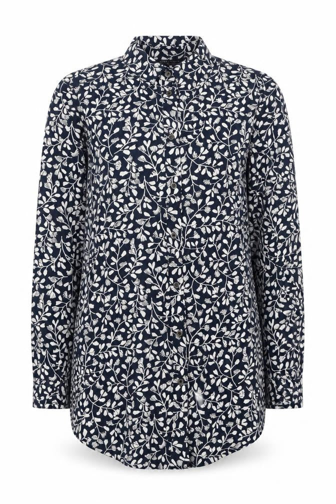 Marks & Spencer Womens Blue Floral Viscose Tunic Button-Up Size 8 Collared
