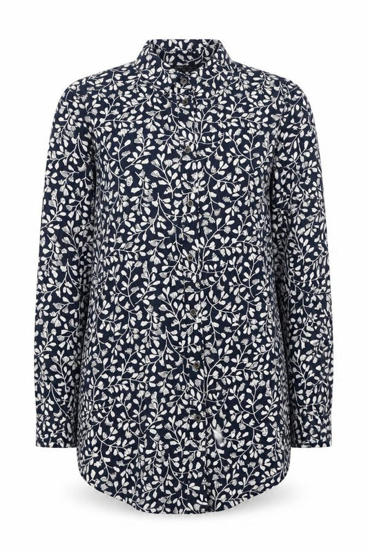 Marks and Spencer Womens Blue Floral Viscose Tunic Button-Up Size 8 Collared