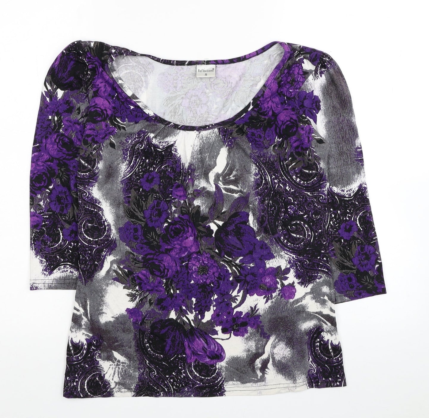 Reflections Womens Multicoloured Floral Viscose Basic Blouse Size S Scoop Neck