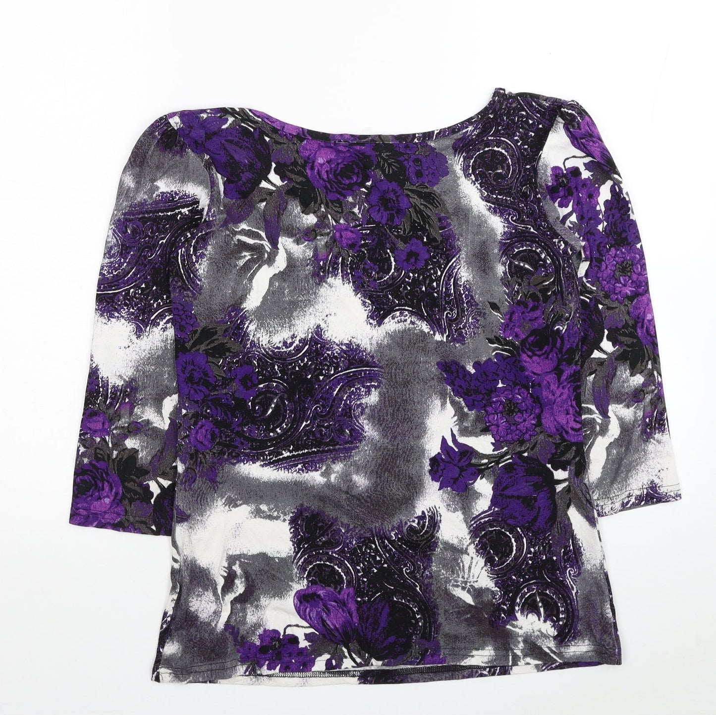 Reflections Womens Multicoloured Floral Viscose Basic Blouse Size S Scoop Neck