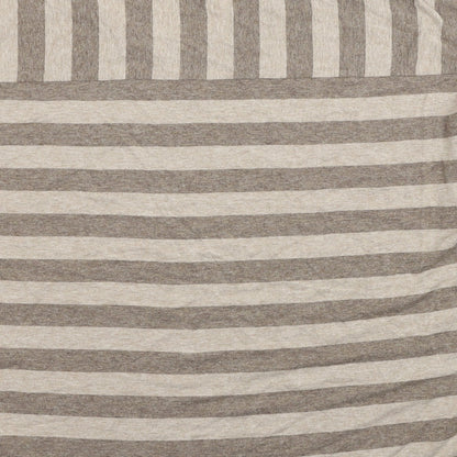 Marks & Spencer Womens Grey Striped Viscose Basic T-Shirt Size 14 Scoop Neck