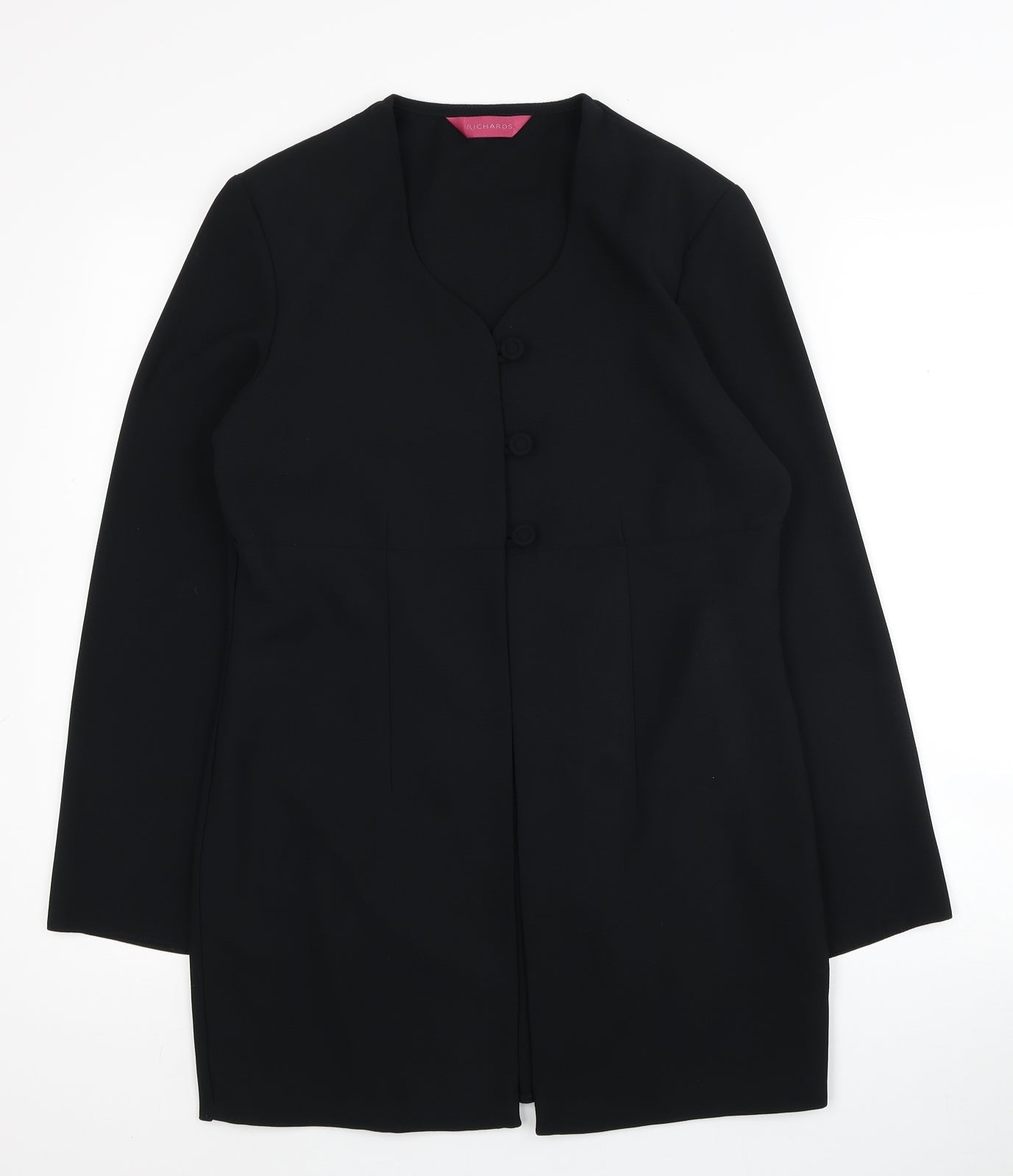 Richards Womens Black Polyester Jacket Blazer Size 10 - Shoulder Pads
