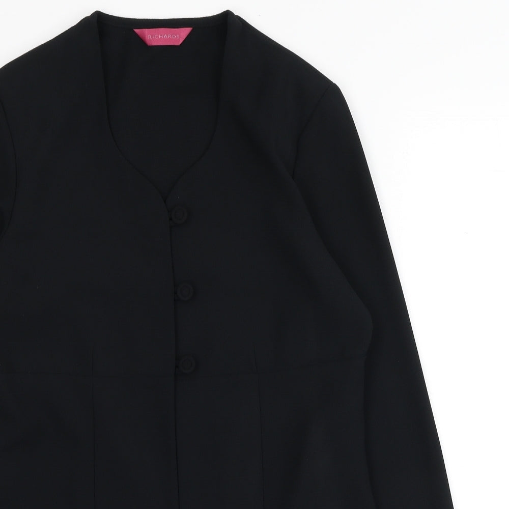 Richards Womens Black Polyester Jacket Blazer Size 10 - Shoulder Pads