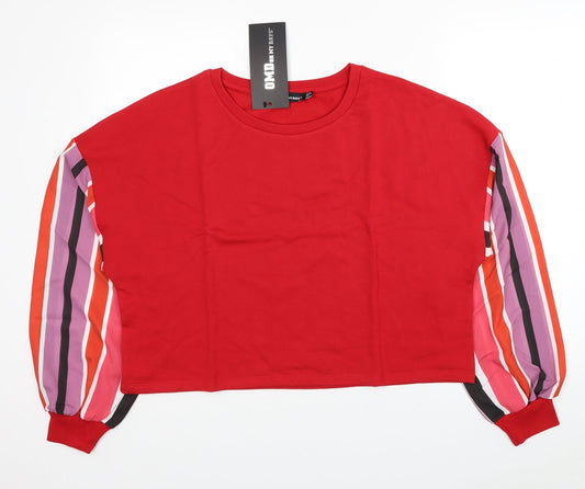 Oh My Days Womens Red Striped Polyester Pullover Sweatshirt Size 12 Pullover - Chiffon Sleeves