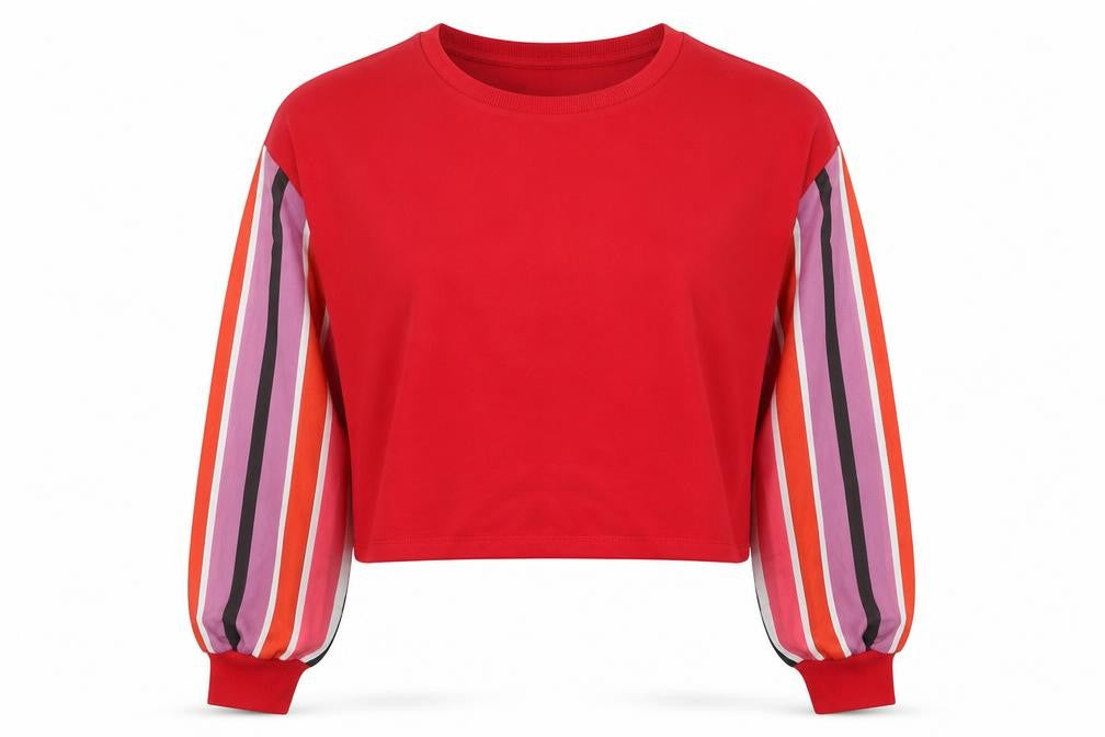Oh My Days Womens Red Striped Polyester Pullover Sweatshirt Size 12 Pullover - Chiffon Sleeves