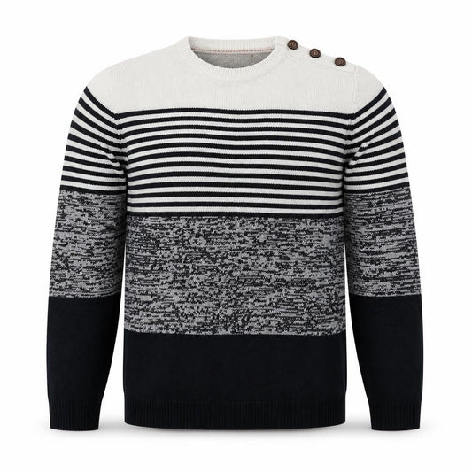 Brave Soul Mens Blue Round Neck Striped Acrylic Pullover Jumper Size XL