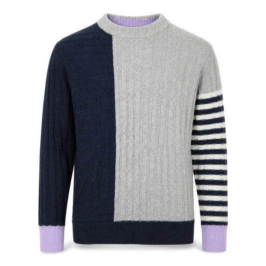 Marks & Spencer Mens Blue Round Neck Striped Acrylic Pullover Jumper Size XS