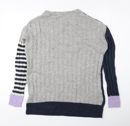 Marks & Spencer Mens Blue Round Neck Striped Acrylic Pullover Jumper Size XS