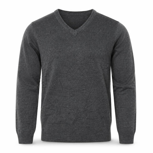 Marks & Spencer Mens Grey V-Neck Acrylic Pullover Jumper Size S