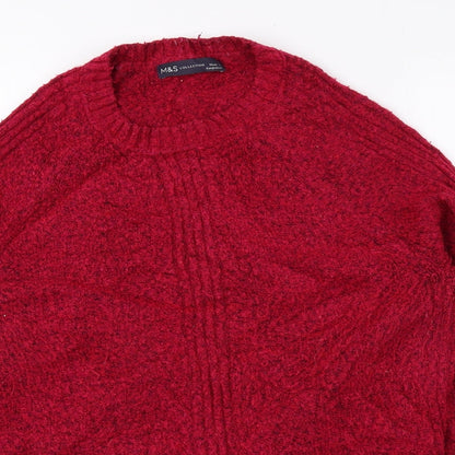Marks & Spencer Womens Pink Round Neck Acrylic Pullover Jumper Size S