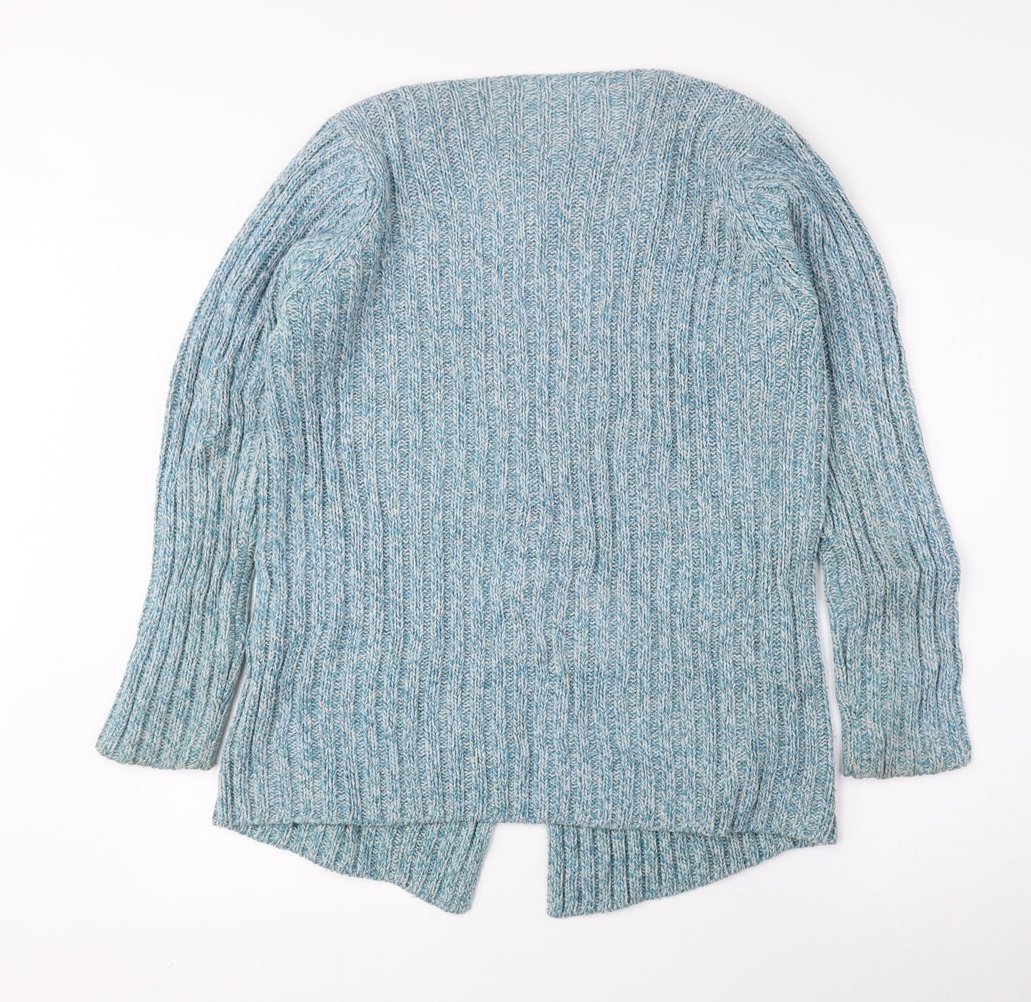 EWM Womens Blue V-Neck Acrylic Cardigan Jumper Size S - Ribbed