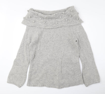 Per Una Womens Grey Roll Neck Polyester Pullover Jumper Size M