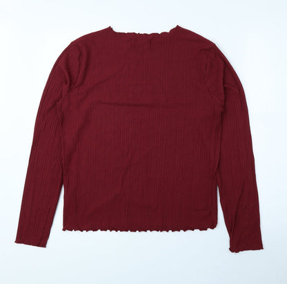 Primark Womens Red Polyester Basic Blouse Size M Round Neck