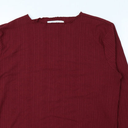 Primark Womens Red Polyester Basic Blouse Size M Round Neck