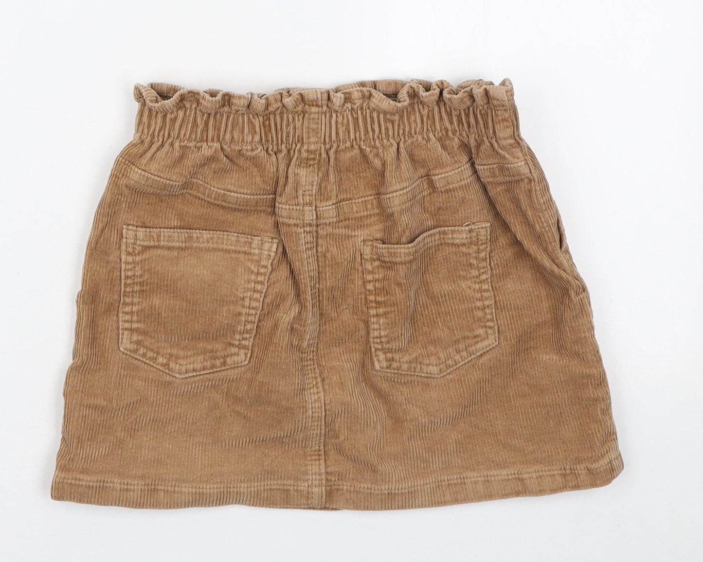 H&M Girls Brown Cotton A-Line Skirt Size 7-8 Years Regular Button