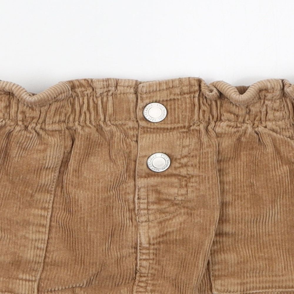 H&M Girls Brown Cotton A-Line Skirt Size 7-8 Years Regular Button