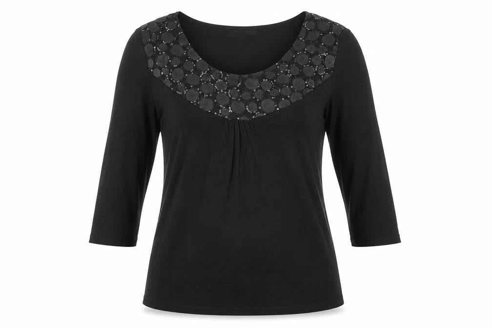 Just Elegance Womens Black Polyester Basic T-Shirt Size 14 Round Neck
