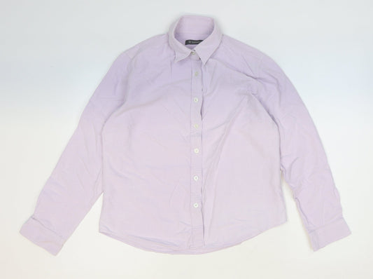 Hawkshead Womens Purple 100% Cotton Basic Button-Up Size 12 Collared