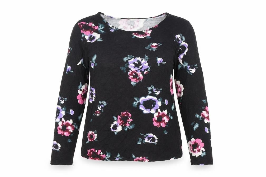 ambria Womens Multicoloured Floral Viscose Basic T-Shirt Size 10 Scoop Neck