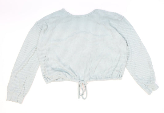 Hollister Womens Blue Polyester Cropped T-Shirt Size S Scoop Neck - Cut Out