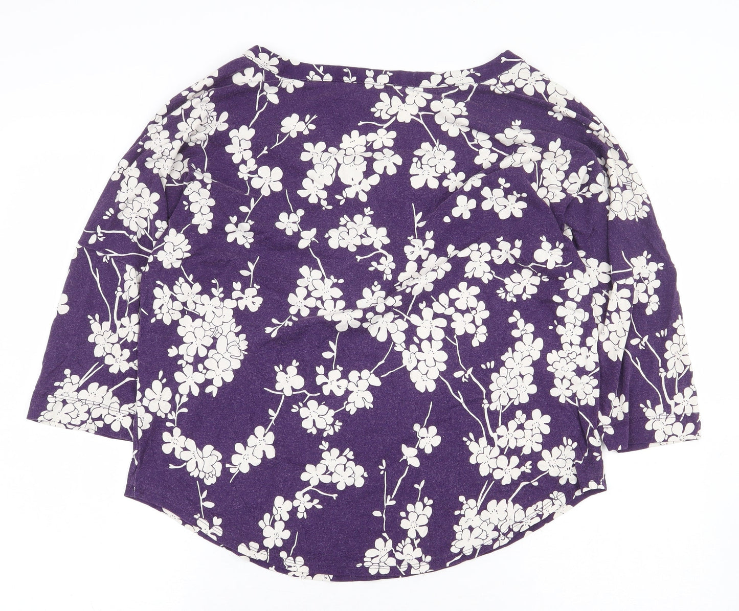 Phase Eight Womens Purple Floral Viscose Basic Blouse Size 12 Boat Neck