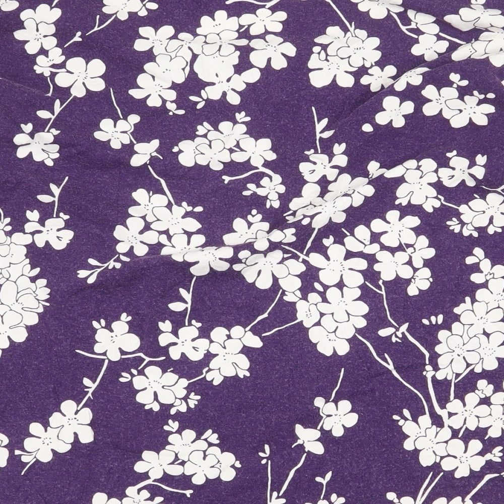 Phase Eight Womens Purple Floral Viscose Basic Blouse Size 12 Boat Neck