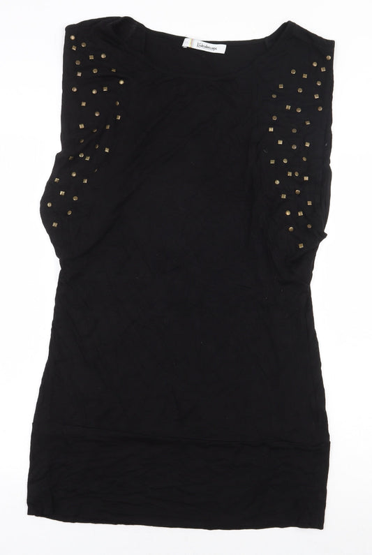Kaleidoscope Womens Black Viscose Basic Blouse Size 14 Boat Neck
